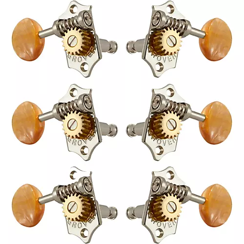 Grover Sta-Tite With 18:1 Gear Ratio 97-18 Series Amber Acryllic Button Tuning Machines Gold