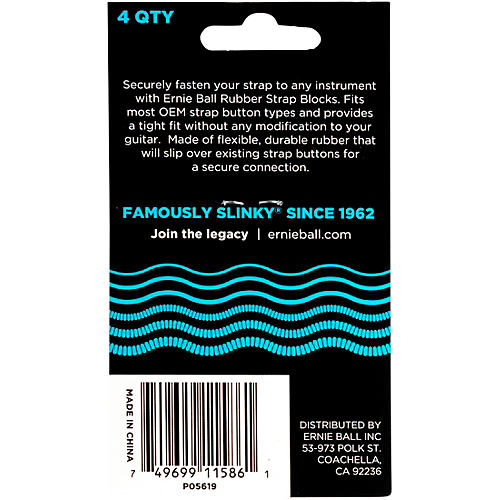 Ernie Ball Rubber Strap Block Gray