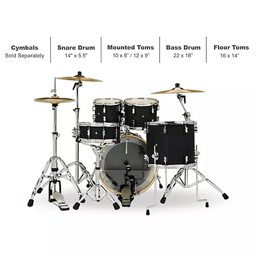 PDP by DW Concept Maple 5-Piece Shell Pack with Chrome Hardware Twisted Ivory