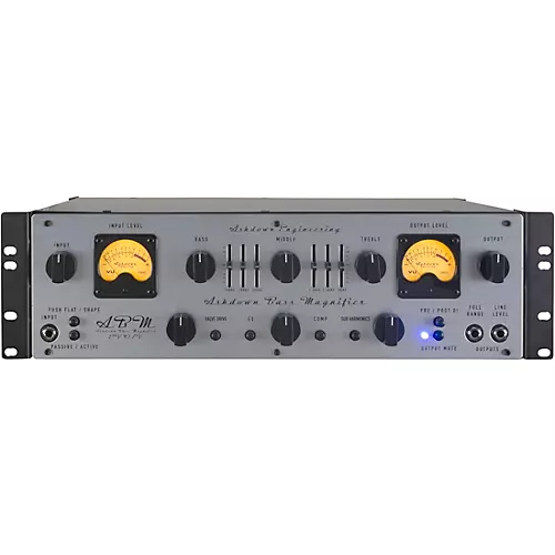 Ashdown ABM600 Dual VU Meter 600W Tube Hybrid Bass Amp Head Gray and Black