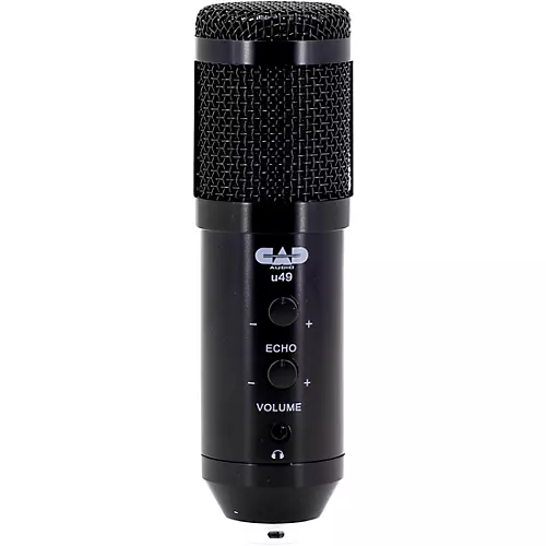 CAD U49 USB Side-Address Studio Microphone With Headphone Monitor and Echo Effects Black