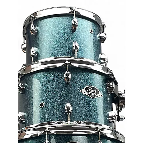 Used Pearl 5 Piece Export Aqua Blue Sparkle Drum Kit Aqua Blue Sparkle