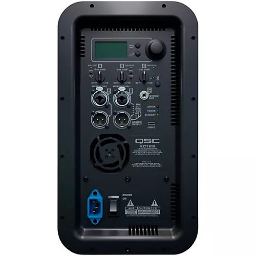 QSC KC12 Active 3-Way Column Speaker Pair With Cables, Black