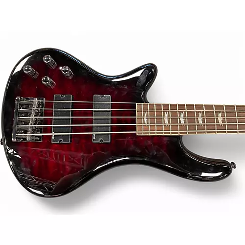 Used Schecter Guitar Research Stiletto Extreme 5 String Black Cherry Electric Bass Guitar Black Cherry