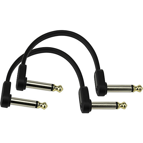 D'Addario Offset Right Angle to Right Angle Flat Patch Cables 2-Pack 6 in. Black