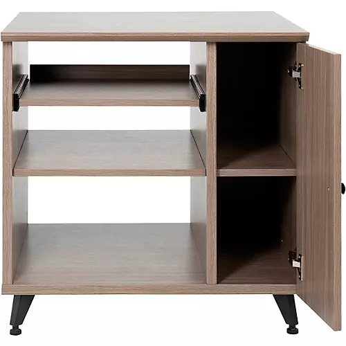 Gator GFW-ELITESIDECAR Elite Furniture Series Rolling Rack Sidecar Cabinet with Configurable Rack Space & Shelving Dark Walnut