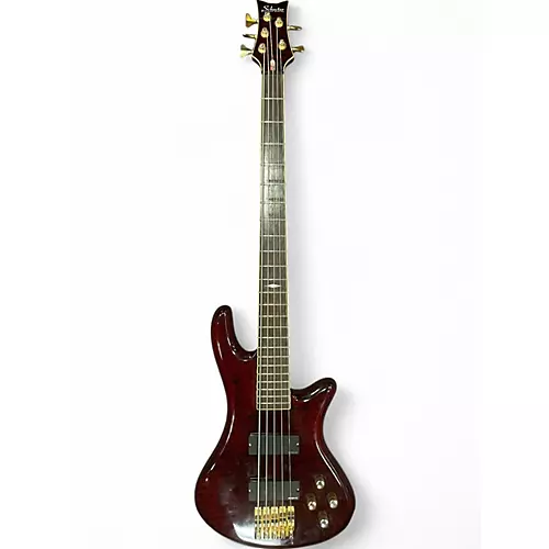 Used Schecter Guitar Research Diamond Series Stiletto Elite 5 Amber Electric Bass Guitar Amber