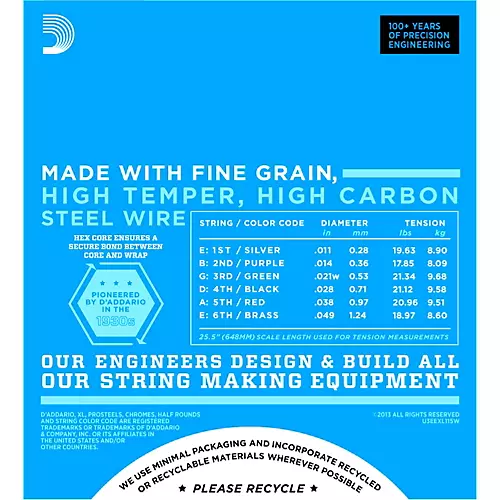D'Addario EXL115W Nickel Blues/Jazz Wound 3rd Electric Guitar Strings