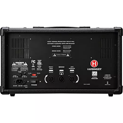 Harbinger LP9800 Powered Mixer Package With Kustom KPX Passive Speakers, Stands, Cables and Tote Bags 12