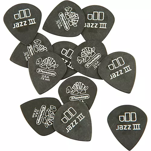 Dunlop Tortex Pitch Black Jazz Guitar Picks 1 Dozen 1.5 mm 12 Pack