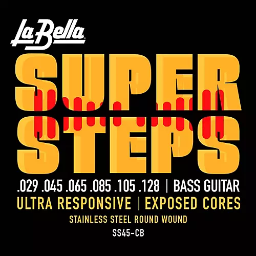 LaBella Super Steps Stainless Steel Exposed Cores 6-String Bass Strings Extra Light (29 - 118)