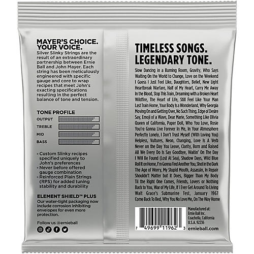 Ernie Ball John Mayer Silver Slinky Nickel Wound Electric Guitar Strings 3-Pack Tin 10.5 - 47