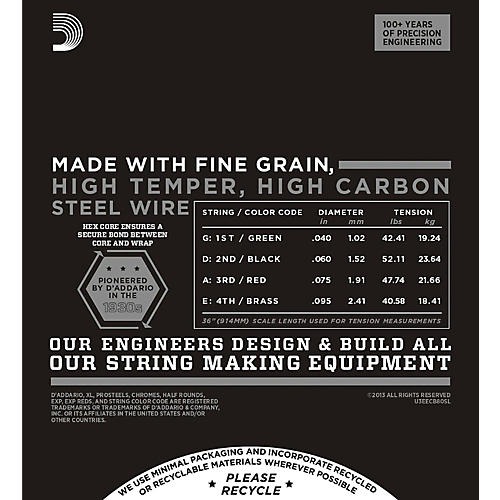 D'Addario ECB80SL Chromes Flat Wound Super Soft/Long Bass Strings