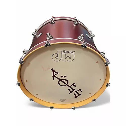 Used DW 3 Piece Design Series Crimson Satin Metallic Drum Kit Crimson Satin Metallic