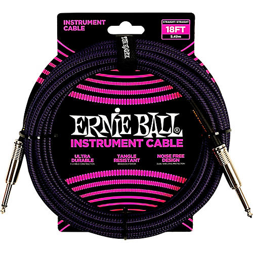 Ernie Ball Braided Straight to Straight Instrument Cable 25 ft. Red/Black