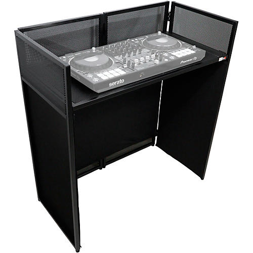 ProX XF-VISTABLMK2 Vista DJ Booth Facade Table Station With White and Black Scrim Kit and Padded Travel Bag