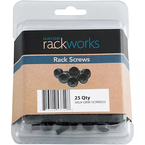 Gator GRW-SCRW025 25-Pack of Rack Screws with Washers, Black