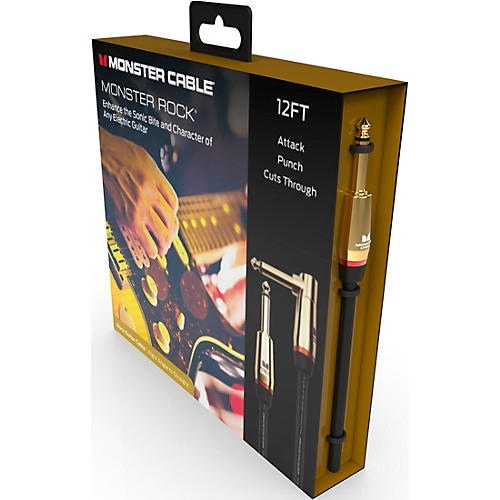 Monster Cable Prolink Rock Pro Audio Instrument Cable, Right Angle to Straight 12 ft. Black