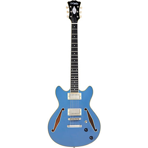 D'Angelico Excel Mini DC Tour Semi-Hollow Electric Guitar With Supro Bolt Bucker Pickups and Stopbar Tailpiece Solid Black