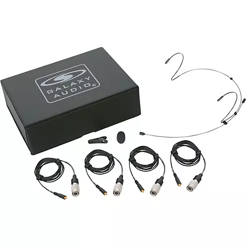 Galaxy Audio HSM4 Dual Ear Headset Mic with 4 Gen 2 Audio Technica Cables, Windscreen, Clip and Case Beige