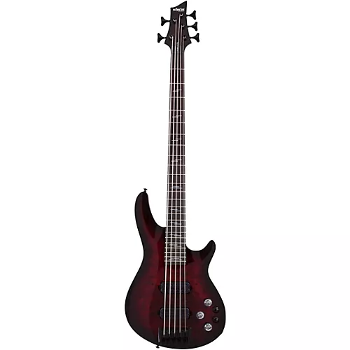 Schecter Guitar Research Omen Elite-5 5-String Electric Bass See-Thru Blue Burst