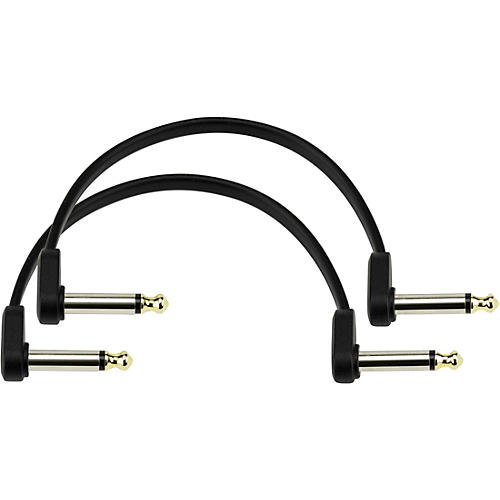 D'Addario Offset Right Angle to Right Angle Flat Patch Cables 2-Pack 6 in. Black