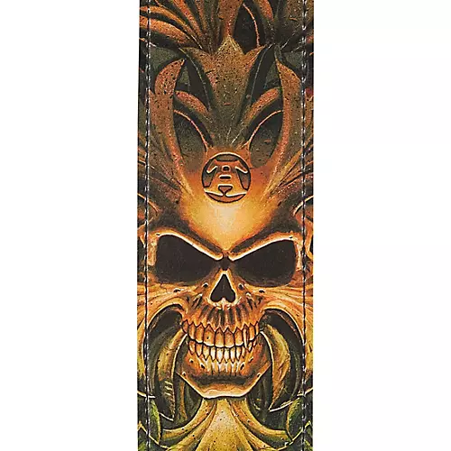 D'Addario Alchemy Leather Guitar Strap, Cryptorosa Skull 2.5 in.