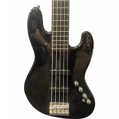 Used Squier Deluxe Jazz Bass Active V 5 String Black Electric Bass Guitar Black