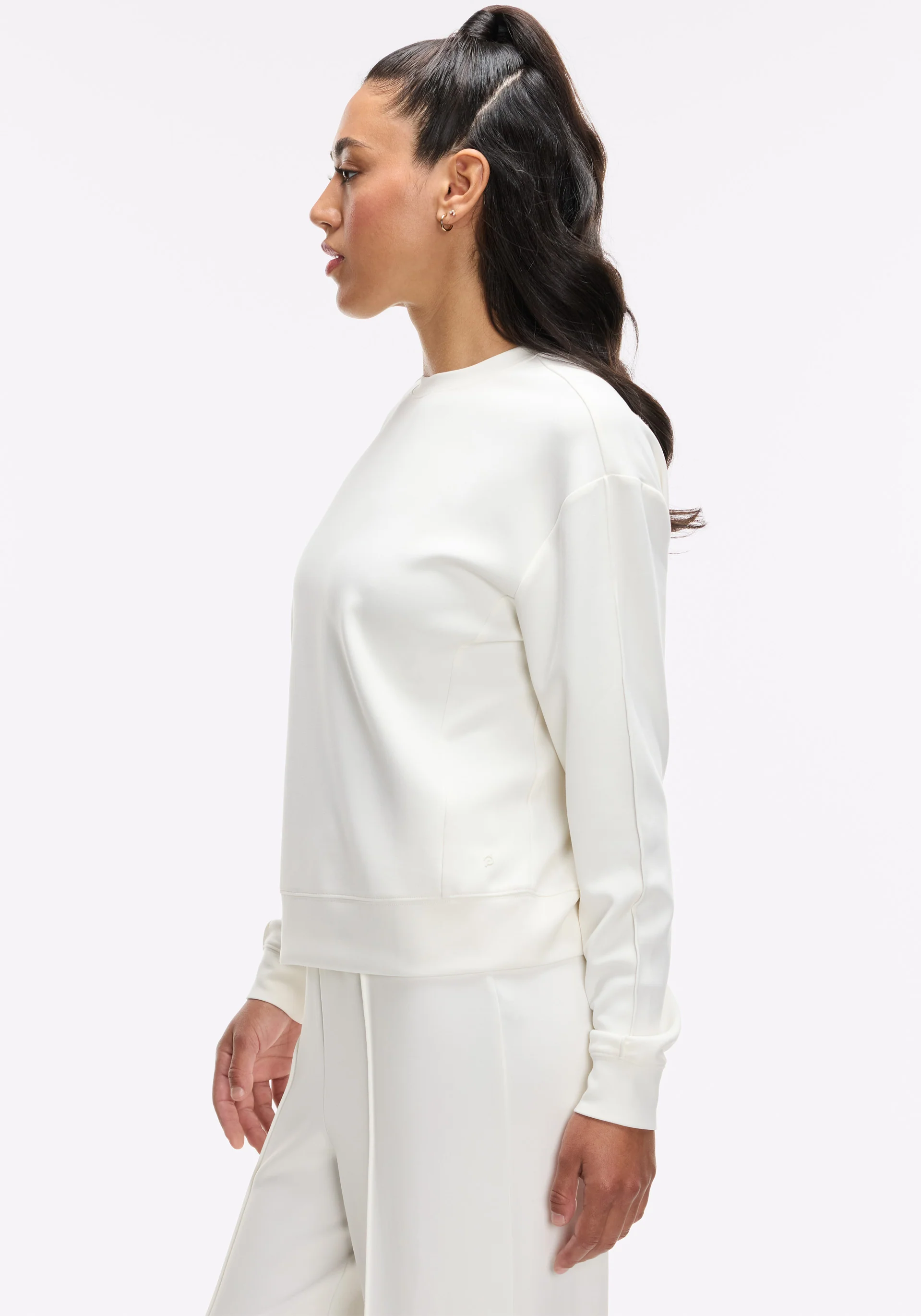 Washed Interlock Pintuck Crewneck
