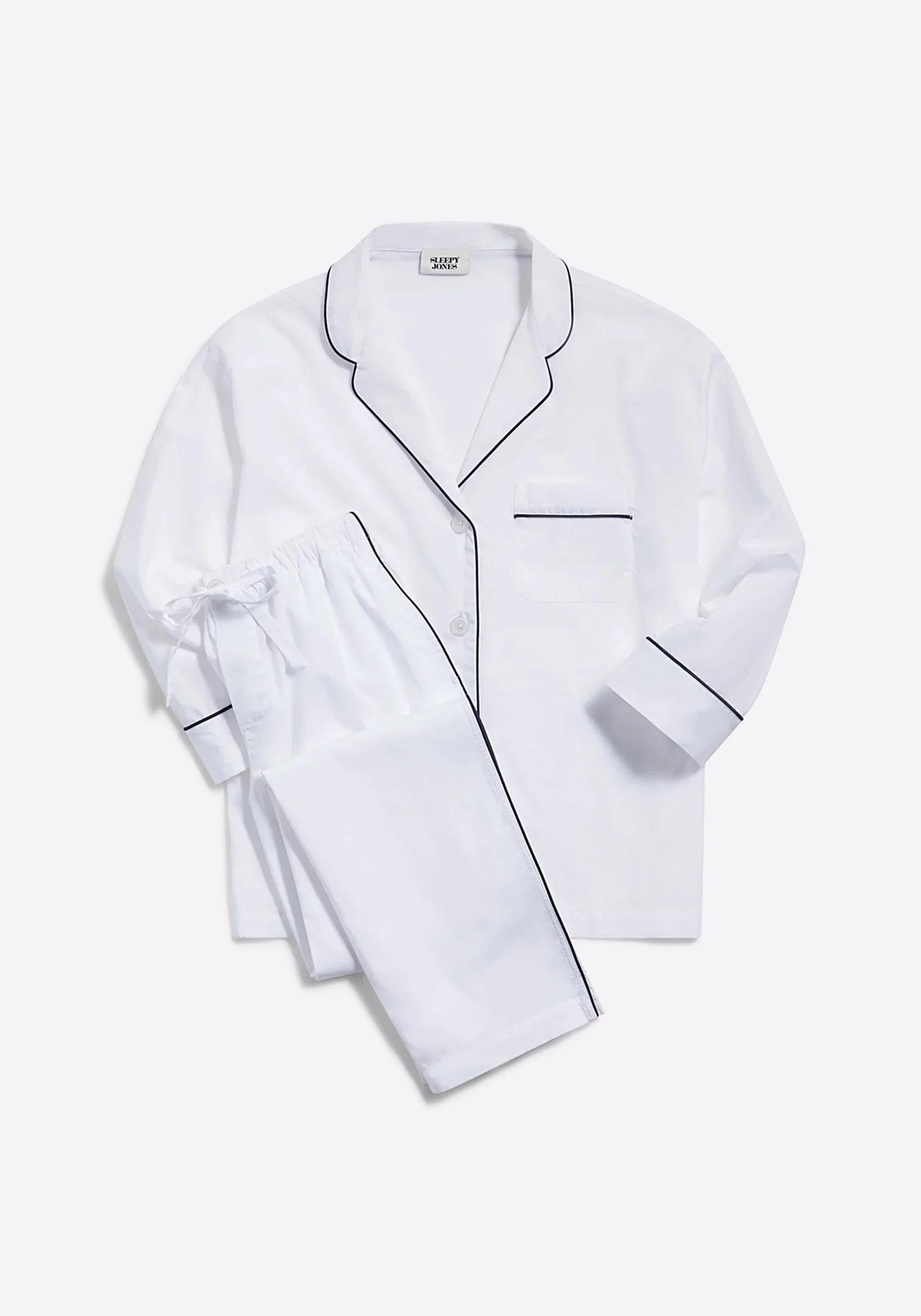 Women's Marina Pajama Set in White Poplin