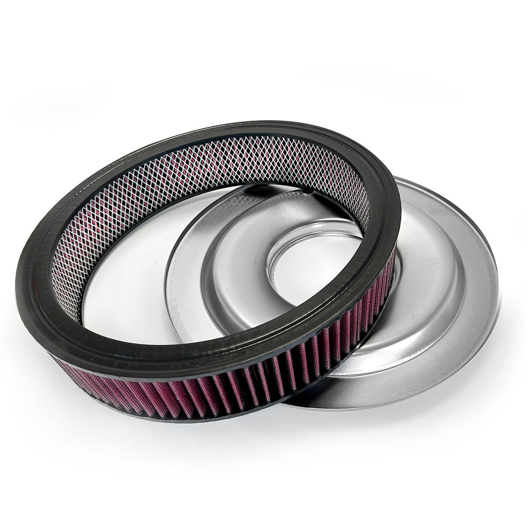 Air Cleaner with Flat Base - 14 Chrome