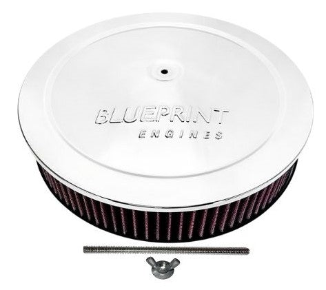 Air Cleaner with Flat Base - 14 Chrome