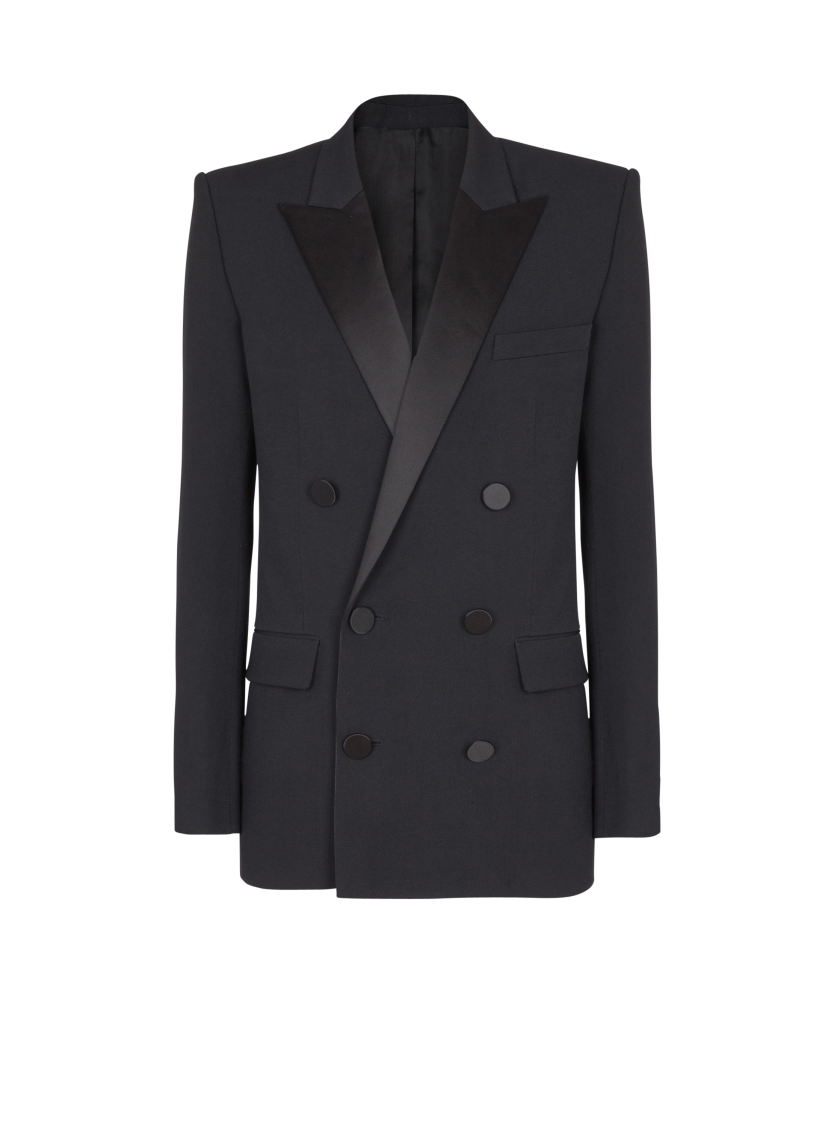 Grain de poudre blazer with satin lapels
