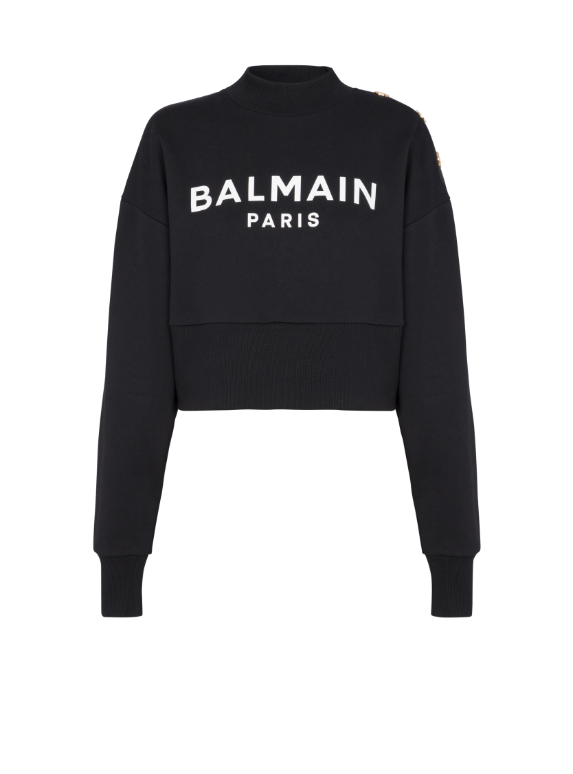 Cropped sweatshirt with Balmain Paris print