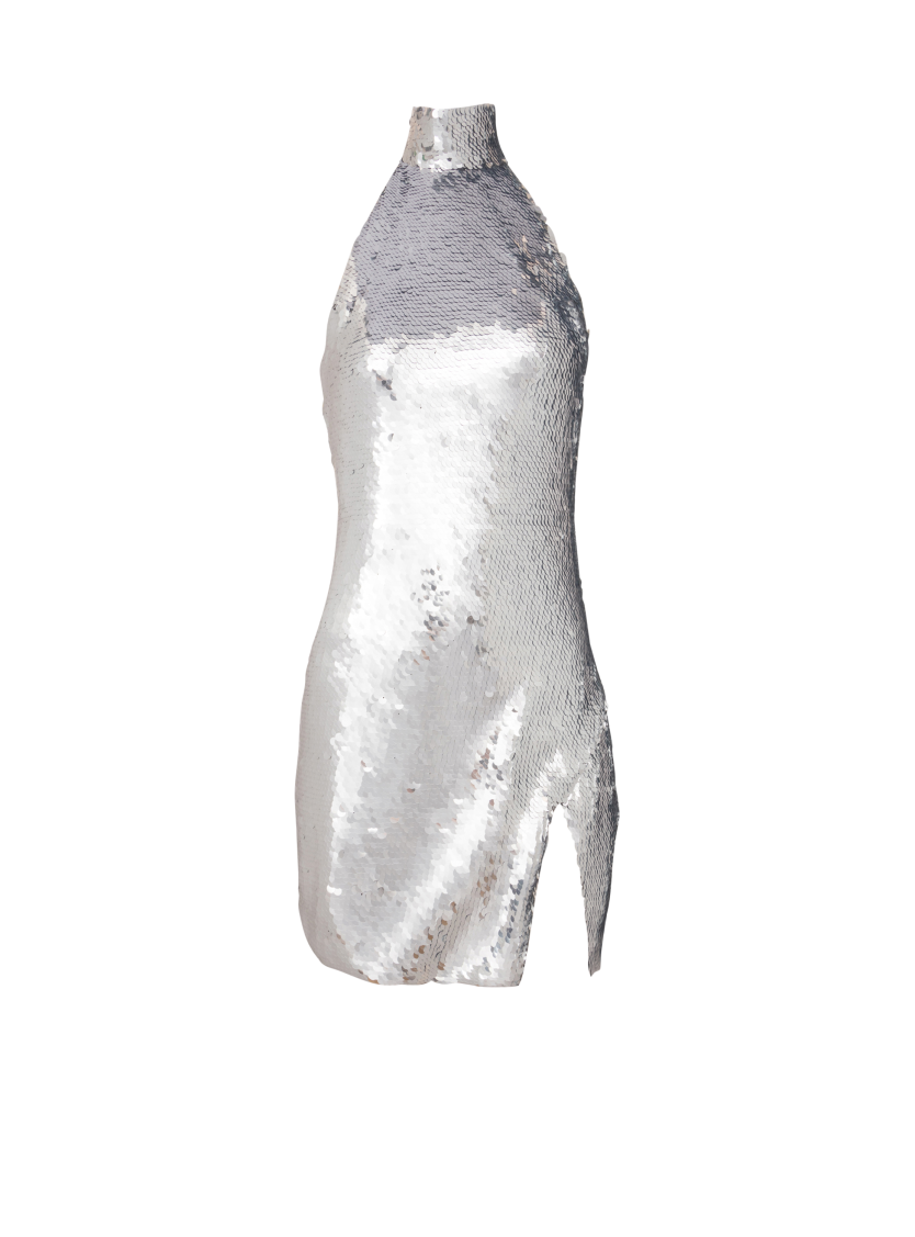 Short sequinned halterneck dress