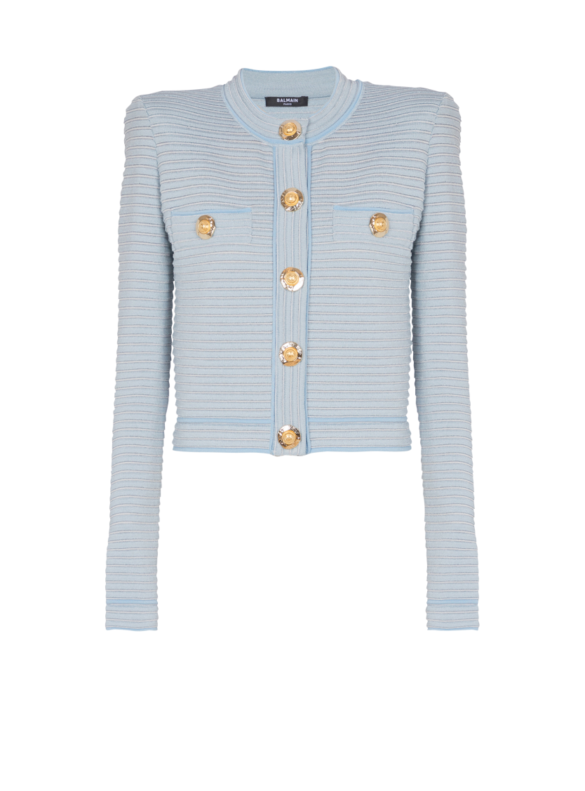 Long-sleeved textured knit cardigan