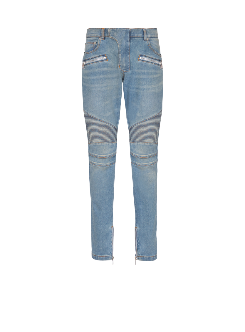 Slim-fit biker trousers in denim