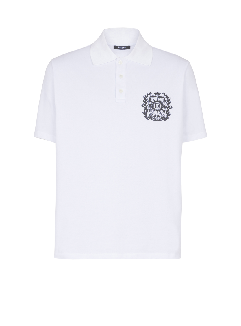 Cotton polo shirt with Écusson print