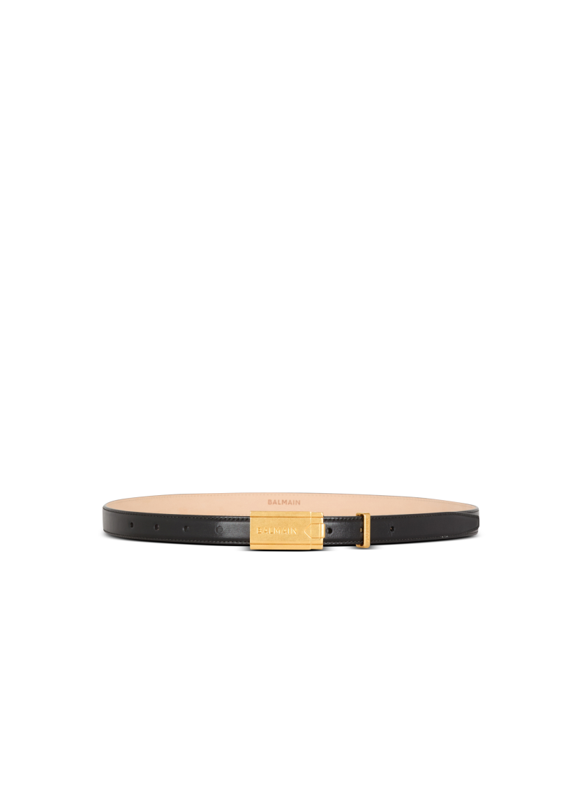 Calfskin belt with Balmain plaque
