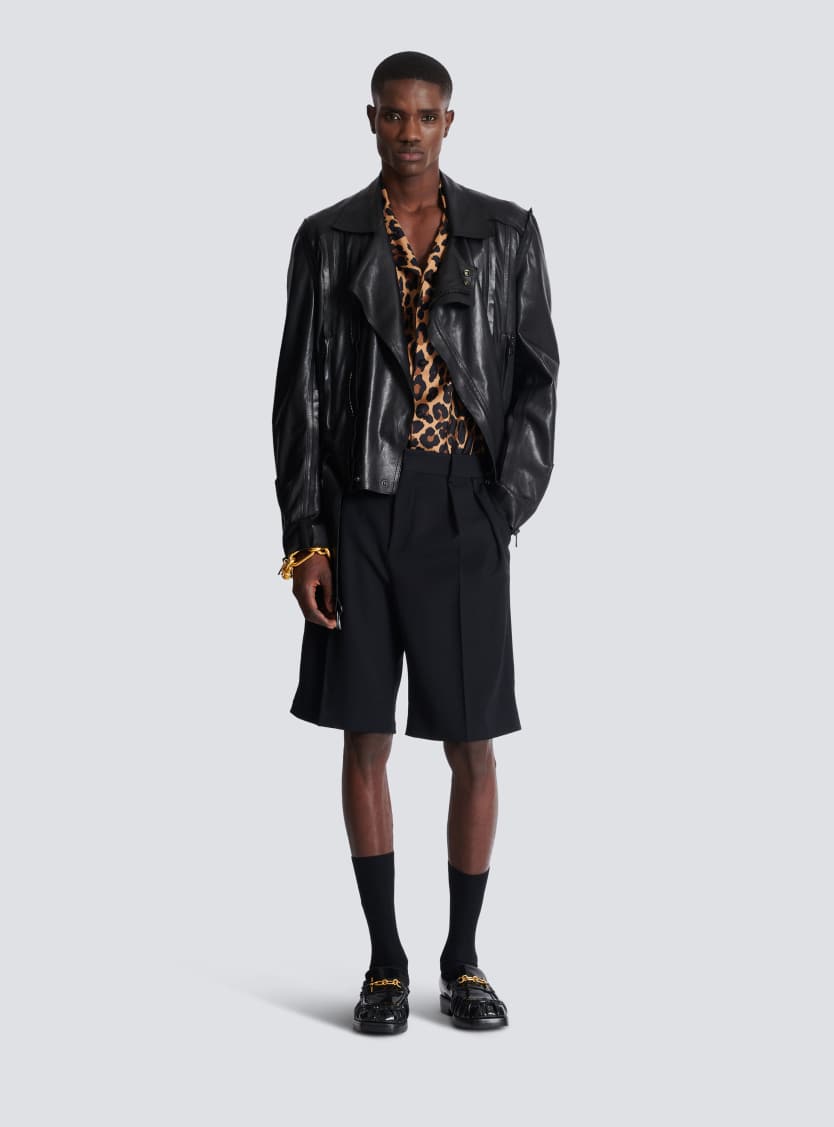 Leopard print silk pyjama shirt