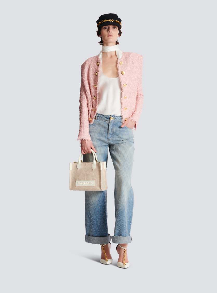 B-Army Small monogrammed canvas and leather tote bag