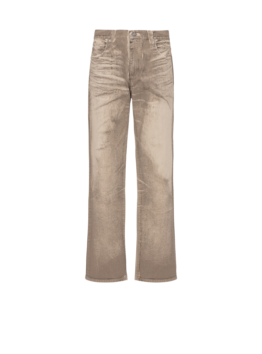 Loose-fit beige denim jeans