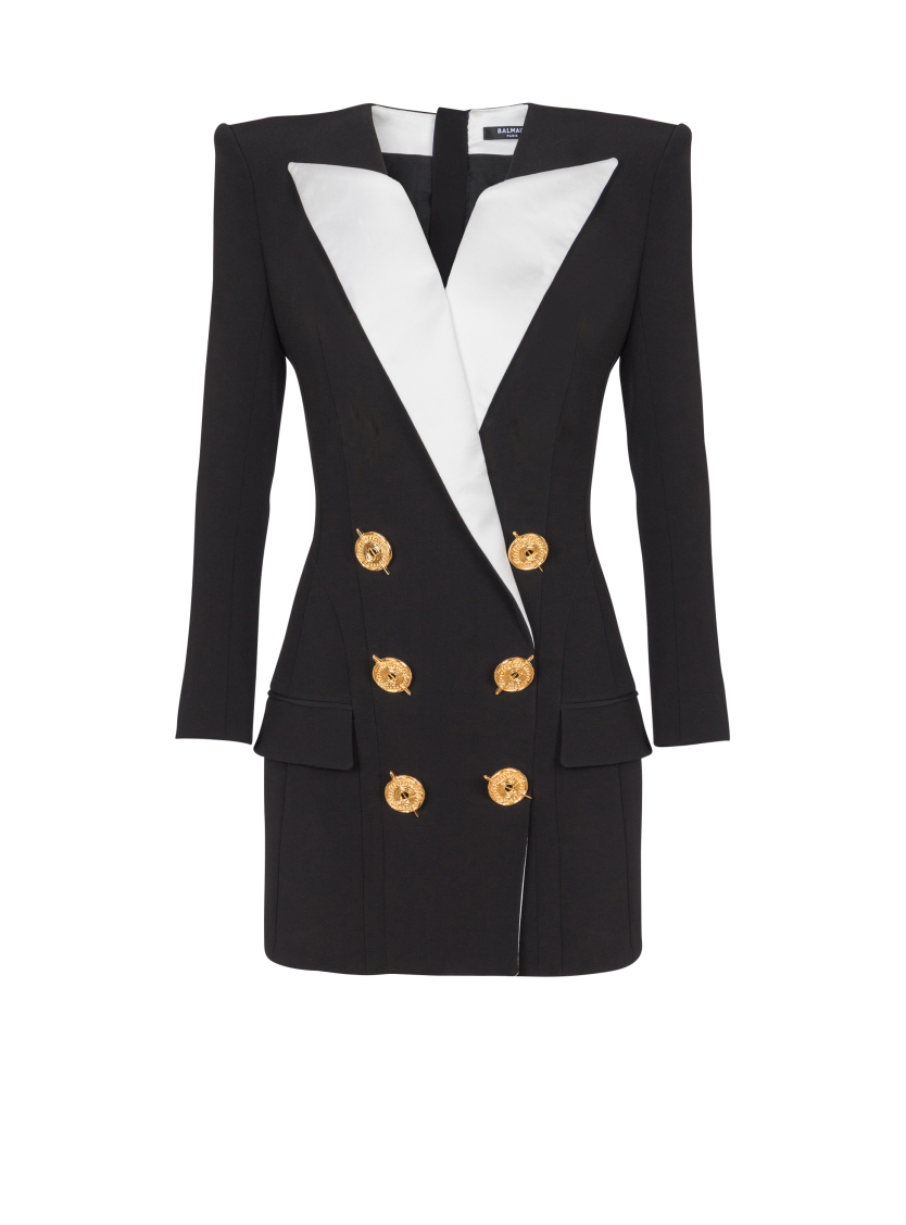 Short two-tone crepe dress