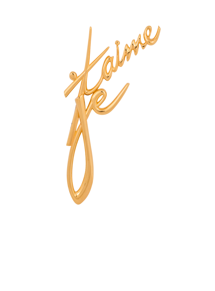 "Je t'aime" brass brooch