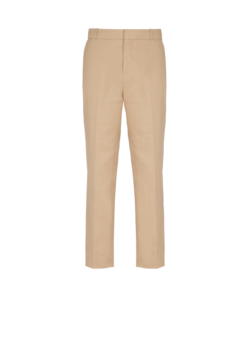 Straight-leg tailored canvas trousers