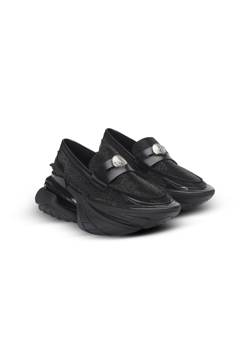 Unicorn loafers in rhinestone calfskin