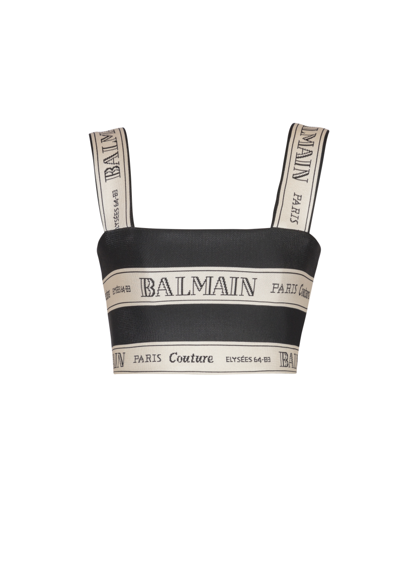 Balmain ribbon jacquard crop top
