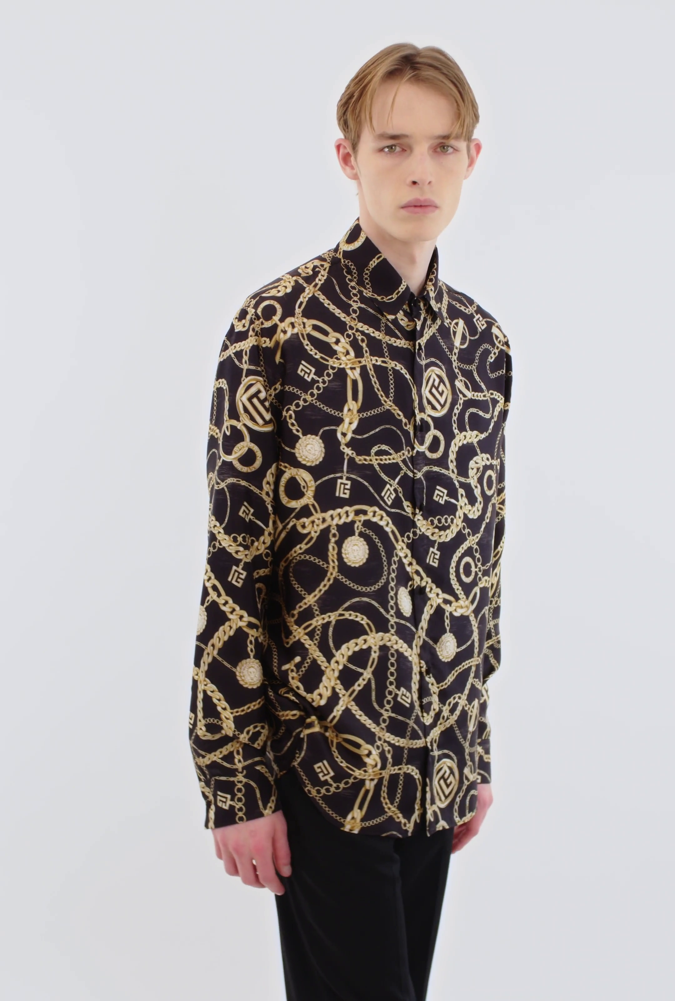 Printed silk shirt with Chaînes pattern