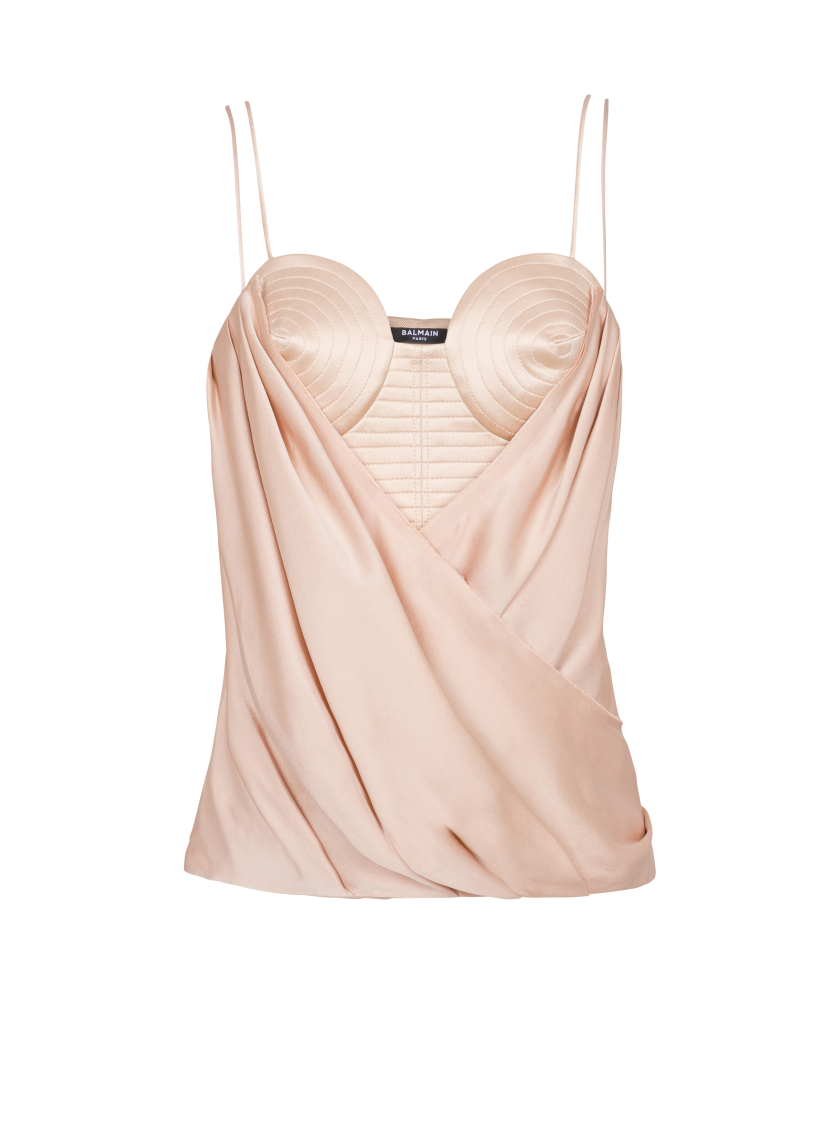 Strappy satin bustier top