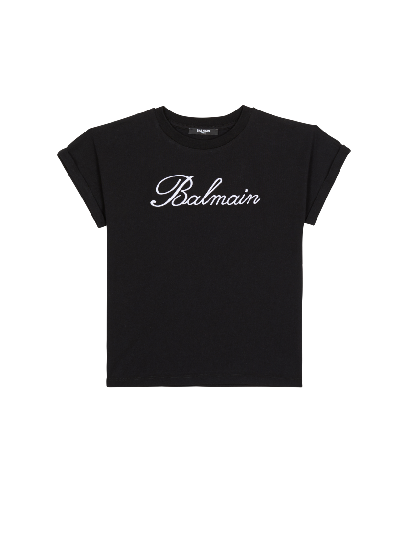 Short-sleeved Balmain Signature rhinestone T-shirt